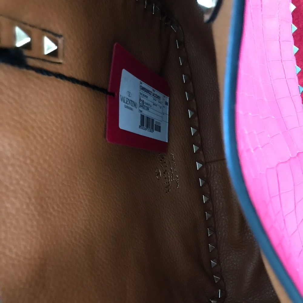 Valentino alligator skin pink/brown reversible bag Limited Collector Piece New - Picture 7 of 7